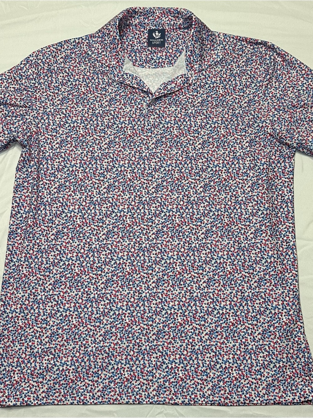 Donald Ross Sport Mens Patriotic Confetti Star Golf Polo Shirt Size XL Blue Red
